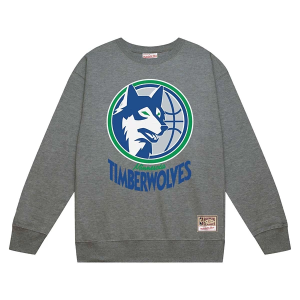Minnesota Timberwolves Mitchell and Ness Basic 2 Crewneck Medium Grey Heather HTR