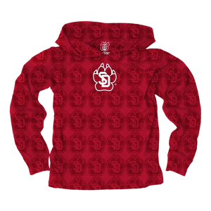 South Dakota Coyotes Wes and Willy Kids Hoodie Medium Cherry