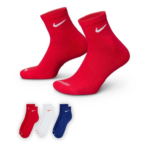 Men's Nike Everyday Plus Cushioned Training Ankle Socks Large Red/White/Blue 3 Packs