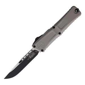 Microtech 1143-1 Combat Troodon Gen III Two Tone Black Drop Point OTF Titanium Grey Automatic Knife