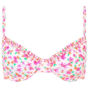 Women's Kulani Kinis Double Ruffle Underwire Swim Bikini Top Small Flamingo Flora