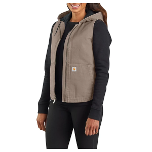 Women's Carhartt Washed Duck Hooded Work Vest XLarge Taupe Grey