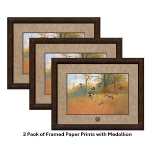 Wild Wings Covey Burst by Greg Messier - Paper Print Framed with Medallion - 3 Pack