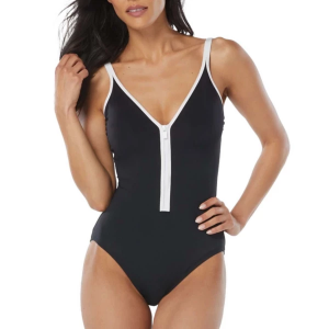 Women's Beach House Racy One Piece Swimsuit Sporty 6 Black