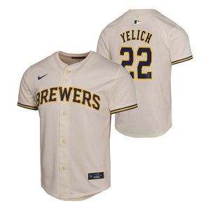 Kids' Milwaukee Brewers Christian Yelich #22 Nike Home Jersey Medium White