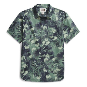 Men's The North Face Baytrail Pattern Button Up Shirt Medium Duck Green Prairie Flowers Print