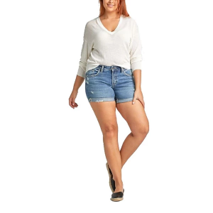 Women's Silver Jeans Co. Mid-Rise Boyfriend Jean Shorts 28 Indigo
