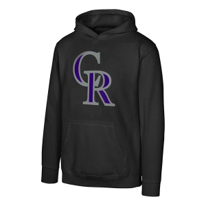 Kids' Colorado Rockies Genuine Stuff Logo Hoodie Medium Black