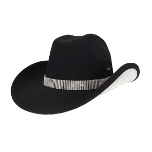 Women's C.C Tinseltown Rhinestone Cowboy Hat One Size Black/Clear