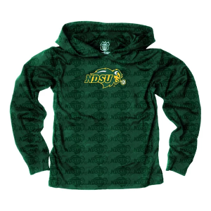 North Dakota State Bison Wes and Willy Kids Hoodie XLarge Evergreen