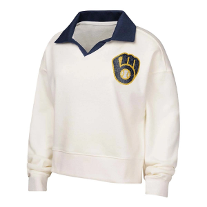 Kids' Girls' Milwaukee Brewers Genuine Stuff Ballpark Hit Collared Medium Cream