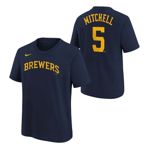 Kids' Milwaukee Brewers Garrett Mitchell #5 Name & Number T-Shirt Medium Navy