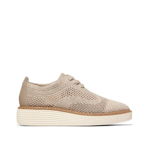 Women's Cole Haan OriginalGrand Platform Stictchlite Dress Shoes Regular 9.5 Rye Knit/Ivory