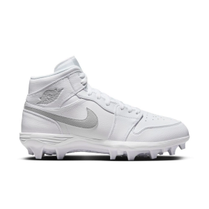 Men's Jordan 1 Mid TD Molded Football Cleats 7.5 White/Grey Fog/White