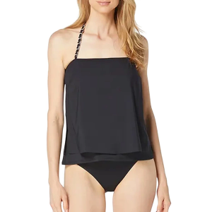 Women's Michael Kors Halter Chain Solids Swim Bikini Top Contemporary Medium Black