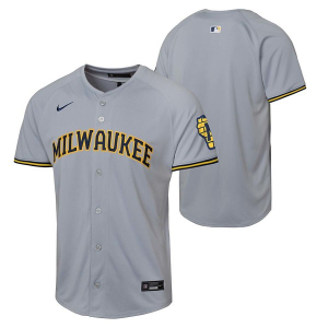 Kids' Milwaukee Brewers Nike Road Blank Jersey Medium Grey Heather