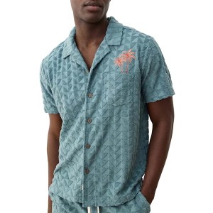 Men's Marine Layer Towel Terry Resort Button Up Shirt Large North Atlantic