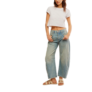 Women's Free People Good Luck Relaxed Fit Barrel Jeans Blue 32 26