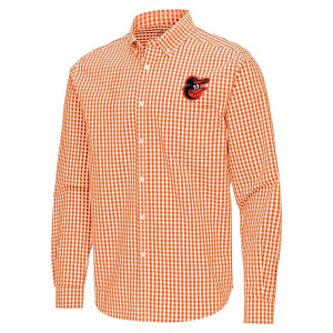 Baltimore Orioles Ellis Woven Long Sleeve Button Up 3XLarge Mango/White