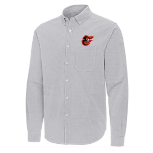 Baltimore Orioles Woven Porter Long Sleeve Button Up 3XLarge Skyscraper/White