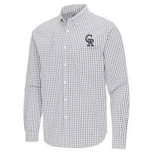 Colorado Rockies Ellis Woven Long Sleeve Button Up 3XLarge Skyscraper/White