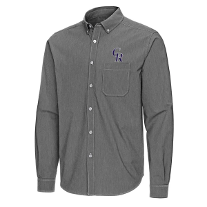 Colorado Rockies Woven Porter Long Sleeve Button Up 3XLarge Black/White