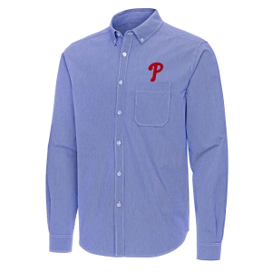 Philadelphia Phillies Woven Porter Long Sleeve Button Up 3XLarge Dark Royal/White