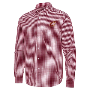 Cleveland Cavaliers Ellis Woven Antigua Long Sleeve Button Up 3XLarge Cabernet/White