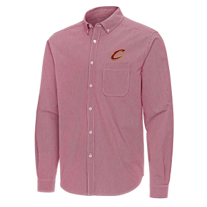 Cleveland Cavaliers Porter Woven Antigua Long Sleeve Button Up 3XLarge Cabernet/White