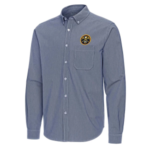 Denver Nuggets Porter Woven Antigua Long Sleeve Button Up 3XLarge Navy/White