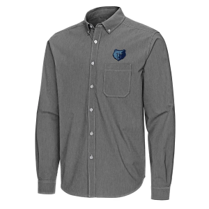Memphis Grizzlies Porter Woven Antigua Long Sleeve Button Up 3XLarge Black/White