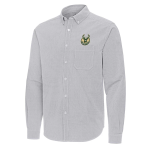 Milwaukee Bucks Porter Woven Antigua Long Sleeve Button Up 3XLarge Skyscraper/White