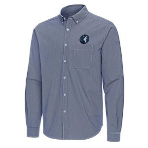 Minnesota Timberwolves Porter Woven Antigua Long Sleeve Button Up 3XLarge Navy/White