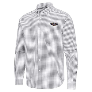 New Orleans Pelicans Ellis Woven Antigua Long Sleeve Button Up 3XLarge Skyscraper/White