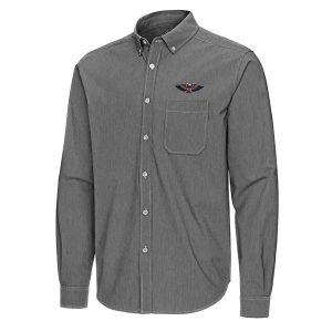 New Orleans Pelicans Porter Woven Antigua Long Sleeve Button Up 3XLarge Black/White
