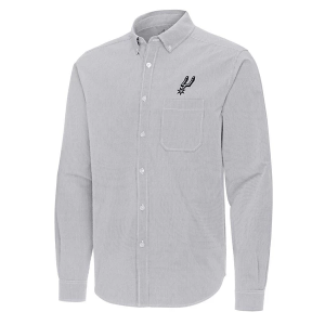 San Antonio Spurs Porter Woven Antigua Long Sleeve Button Up 3XLarge Skyscraper/White
