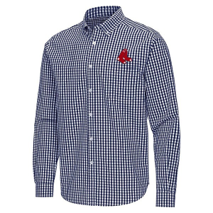Boston Red Sox Ellis Woven Long Sleeve Button Up 2XLarge Navy/White