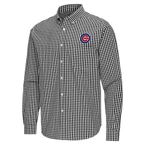 Chicago Cubs Ellis Woven Long Sleeve Button Up Small Black/White