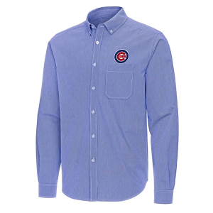 Chicago Cubs Woven Porter Long Sleeve Button Up Small Dark Royal/White