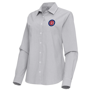 Women's Chicago Cubs Woven Porter Long Sleeve Button Up Small Skyscraper/White