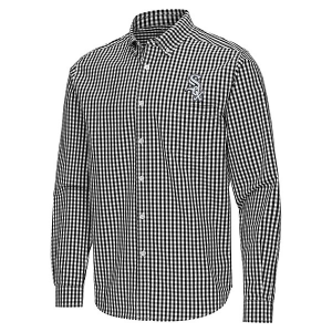 Chicago White Sox Ellis Woven Long Sleeve Button Up Large Black/White