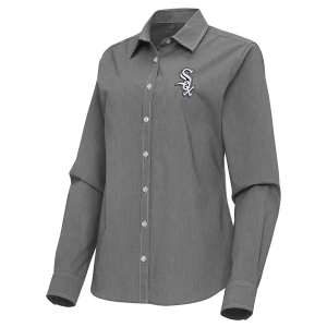 Women's Chicago White Sox Woven Porter Long Sleeve Button Up Large Black/White