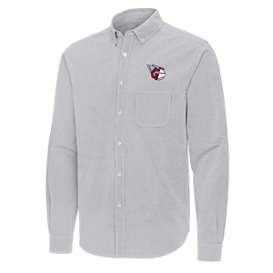 Cleveland Guardians Woven Porter Long Sleeve Button Up Small Skyscraper/White