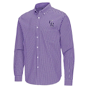 Colorado Rockies Ellis Woven Long Sleeve Button Up Medium Dark Purple/White