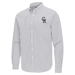 Colorado Rockies Ellis Woven Long Sleeve Button Up Small Skyscraper/White