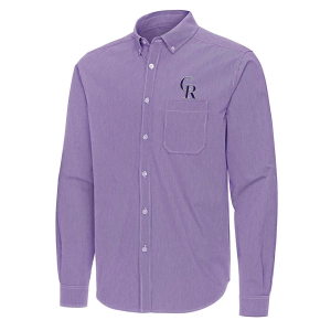 Colorado Rockies Woven Porter Long Sleeve Button Up Medium Dark Purple/White