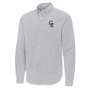 Colorado Rockies Woven Porter Long Sleeve Button Up Medium Skyscraper/White