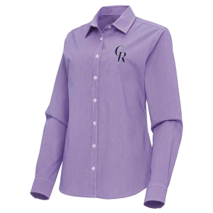 Women's Colorado Rockies Woven Porter Long Sleeve Button Up Small Dark Purple/White