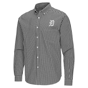 Detroit Tigers Ellis Woven Long Sleeve Button Up 2XLarge Black/White