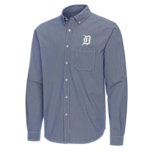 Detroit Tigers Woven Porter Long Sleeve Button Up XLarge Navy/White